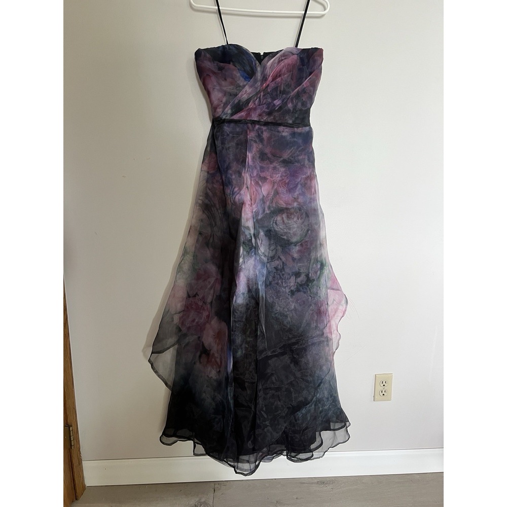 Rene Ruiz Dress Strapless Sweetheart Neckline Layered Organza Gown Size 8 - READ